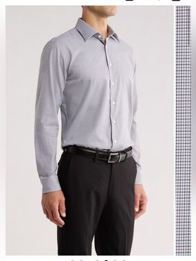 Nordstrom Trim Fit Premium Check Cotton Non Iron Button-Up